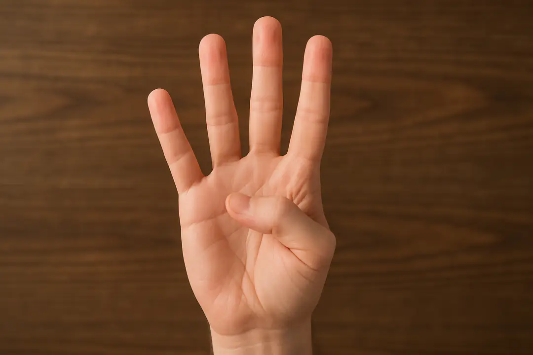 holding up 4 fingers meaning origin usage
